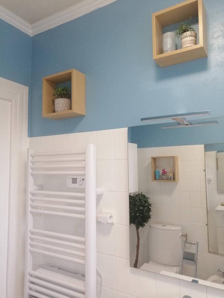Rénovation salle de bain bleue